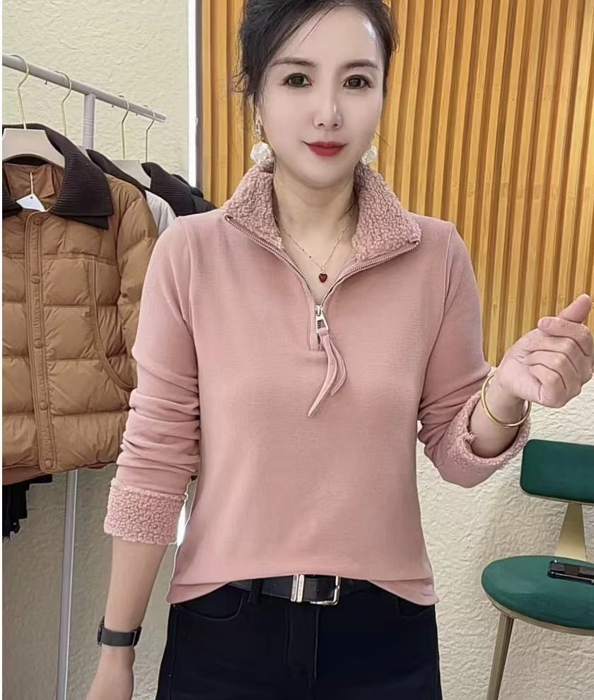 冬季半高立领款气质长袖修身百搭洋气女神打底上衣#1207