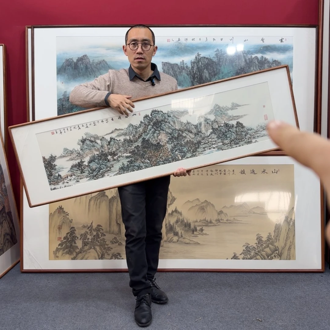 国画手绘作品带框