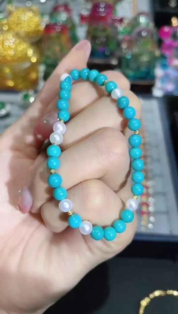 18K金镶嵌绿松石手链