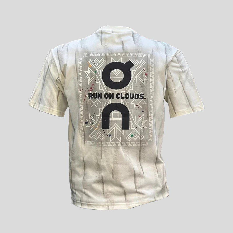 ohmmayby高端短袖t恤男士微阔夏新款满身印花修身落肩袖半袖潮牌