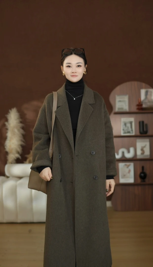 XFYN |【布拉格】羊驼毛大衣秋冬新款加厚韩版宽松长款双面呢羊毛