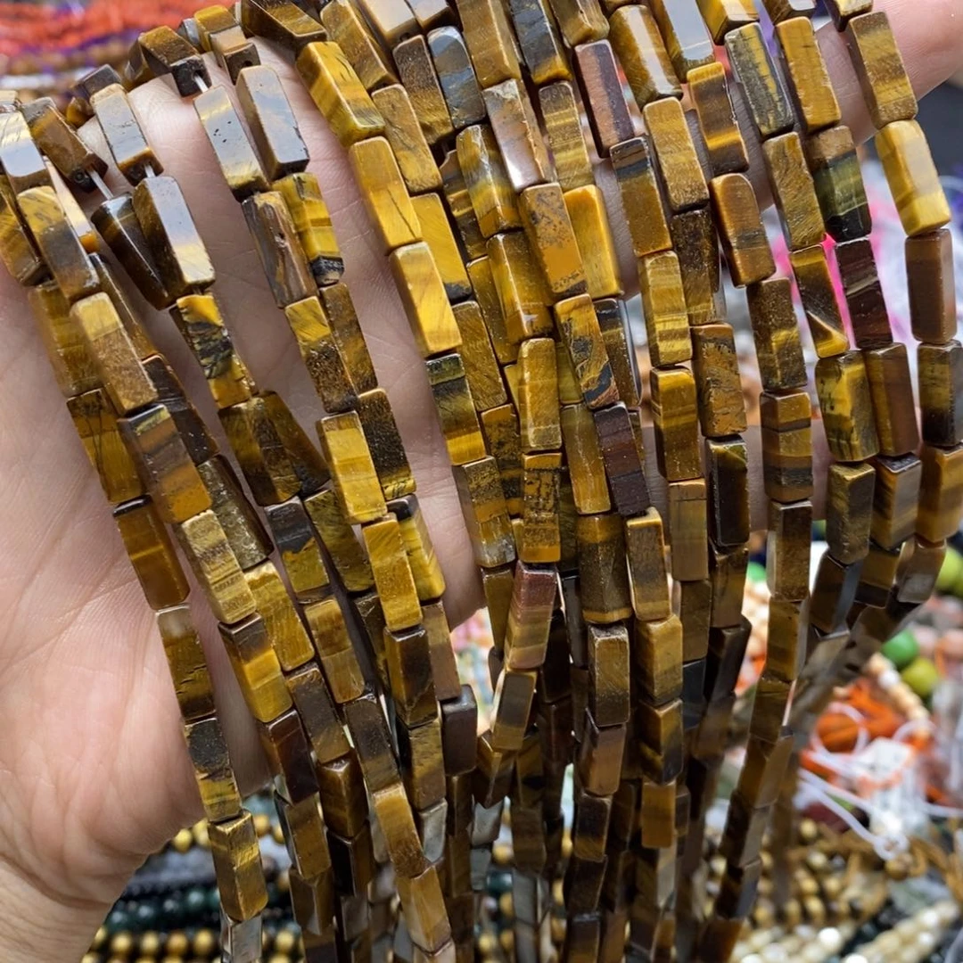 未镶嵌玛瑙/玉髓珠宝半成品一条天然4×13黄虎石方管