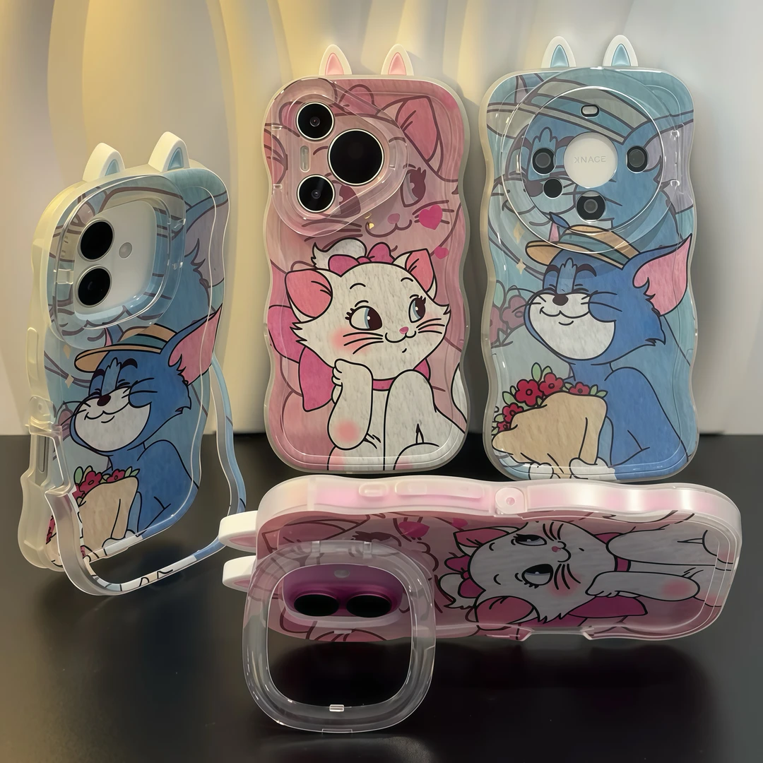 玛丽猫耳朵双支架适用苹果16手机壳iPhone15小米14vivoppo华为p70