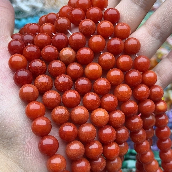 玛瑙/玉髓未镶嵌珠宝半成品2条10mm左右南红