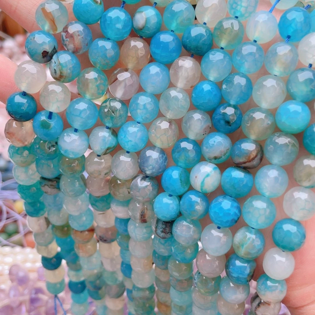 未镶嵌玛瑙/玉髓珠宝奇石龙鳞蓝玛瑙1条卡10切面有瑕