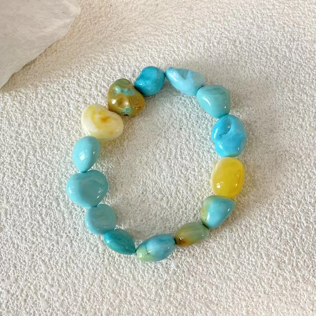 原矿绿松石爱心糖果手串