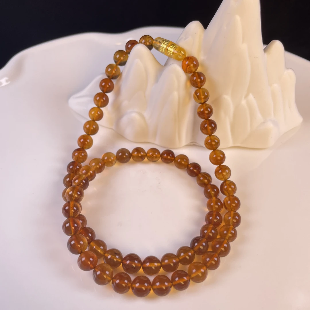 芷桦珠宝-天然缅甸灵草珀7+mm妈妈链女王链女神链男神链时尚精美