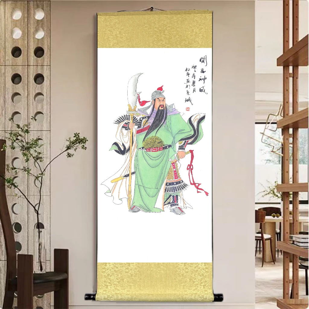 《关羽神威》 宽45高140 国画