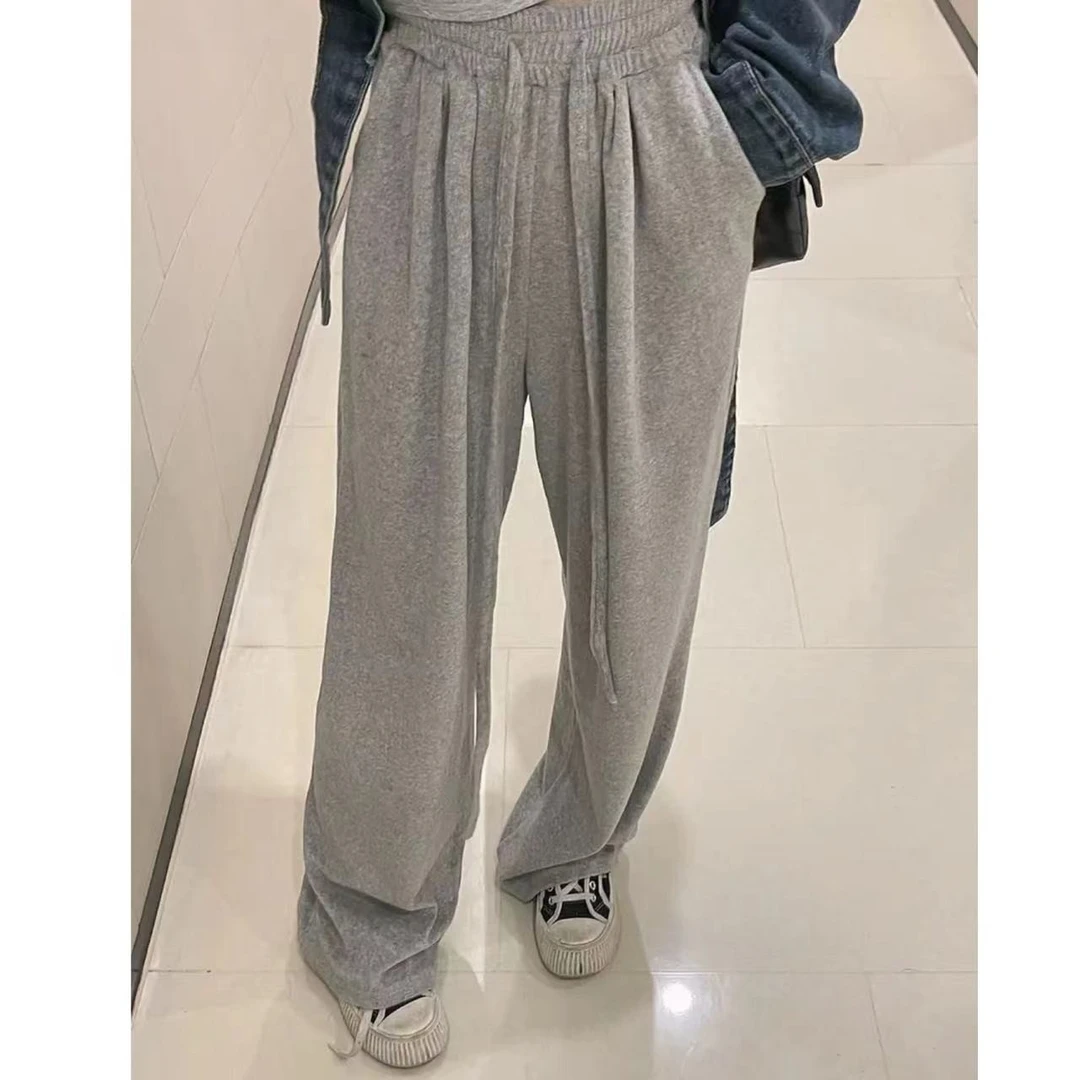 徐秋阳 毛巾卫裤 颗粒感垂顺显瘦高腰拖地卫裤2928