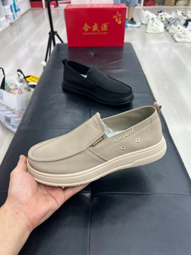 合盛源老北京纯色软底鞋透气轻质休闲套筒布鞋男士百搭春夏硬汉风