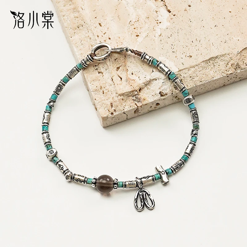 925银手链 洛小棠【清欢】原创复古个性拼接森系设计925银手工手链