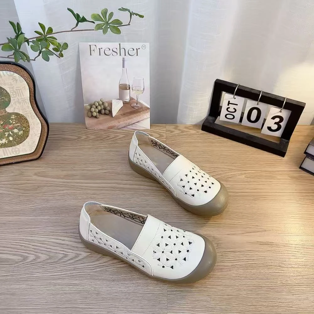 6918新款刺绣圆头舒适百搭时尚镂空小单鞋