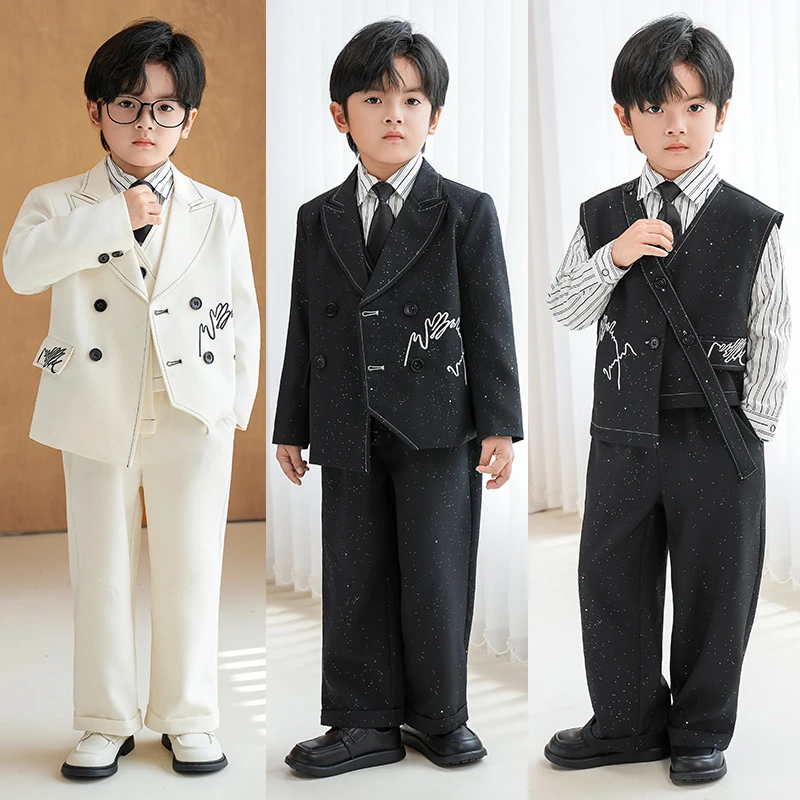 儿童西装套装秋季新款英伦绅士周岁花童演出服男孩舞台走秀摄影服