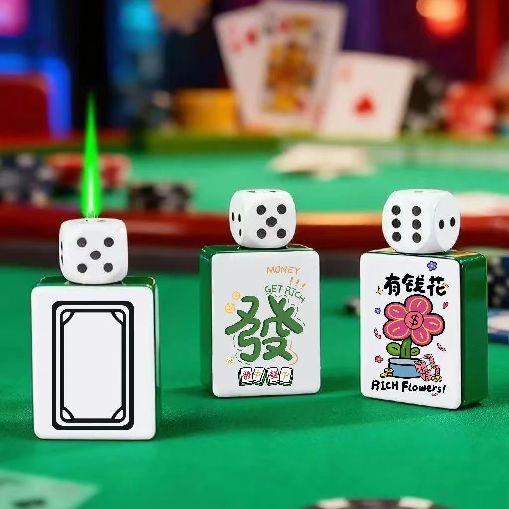 创意旋转骰子麻将造型防风充气解压打火机送男女友礼物男士网红