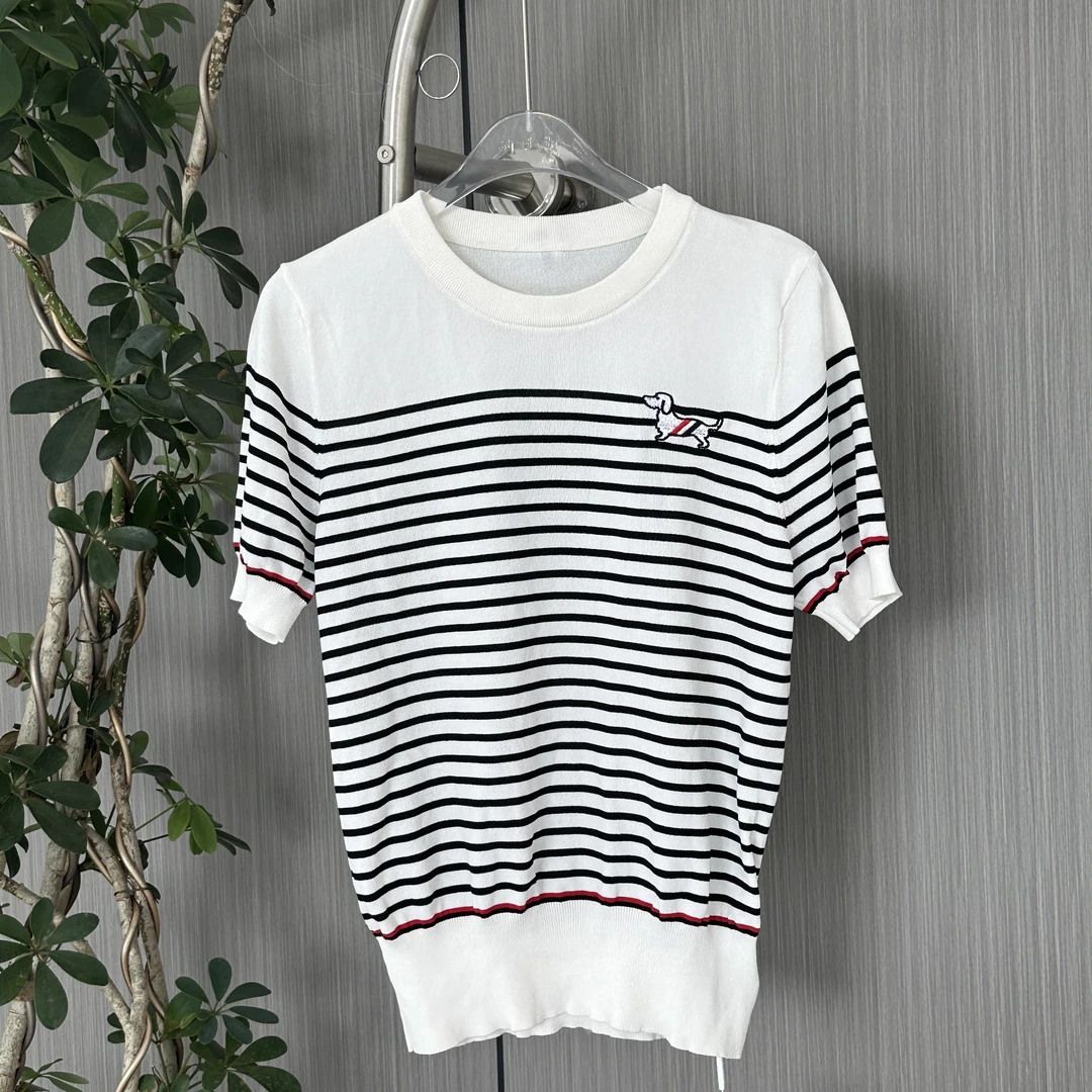 《蕾姐》 夏季新款狗狗条纹针织短袖036387-白色