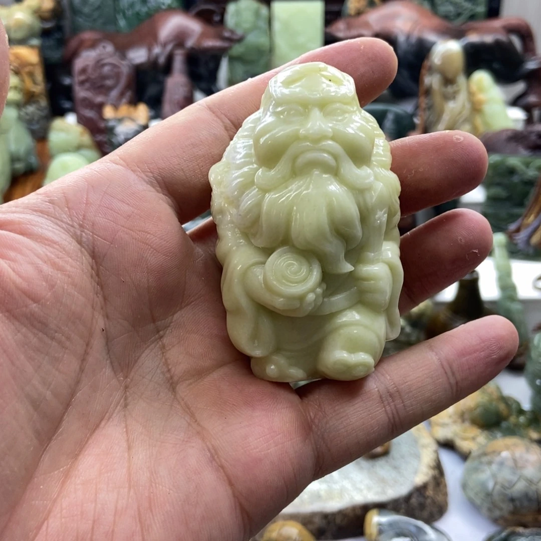 蛇纹石玉合金把件，小摆