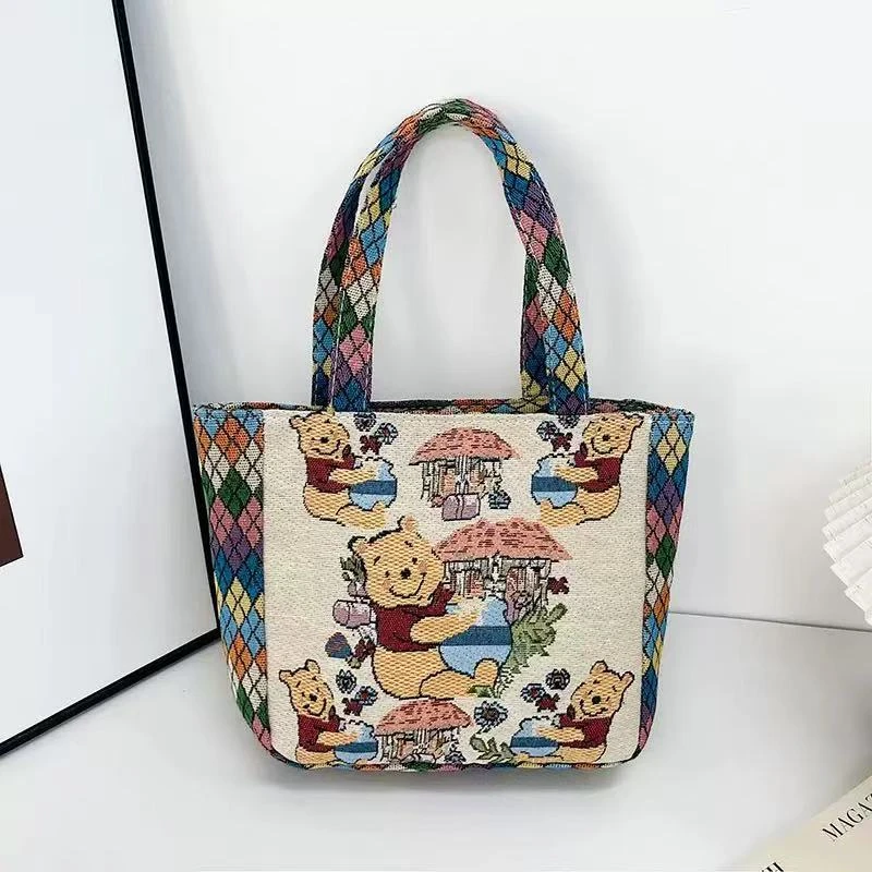 2025小小熊通菱格手提包女双面刺绣包时尚百搭上班手拎保湿新款