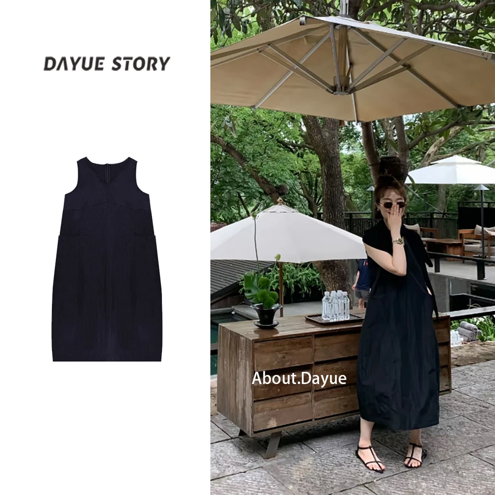 DAYUE【夏威夷】显瘦~毫无束缚感的夏天！设计师气质时尚黑色连衣裙