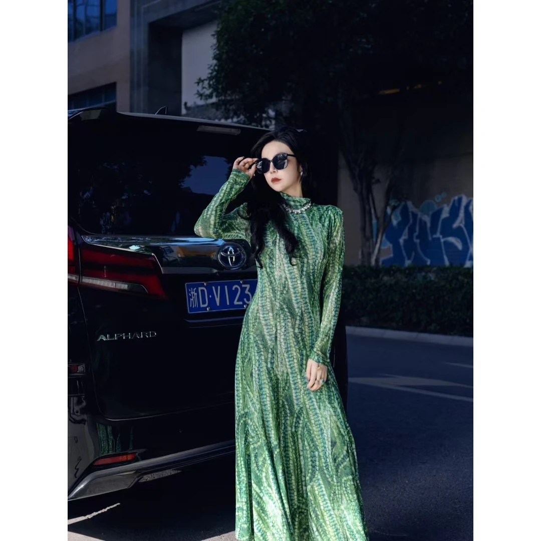 HZHJ新款原创设计师 绿洲之舞 连衣裙小众洋气高级感轻奢1050