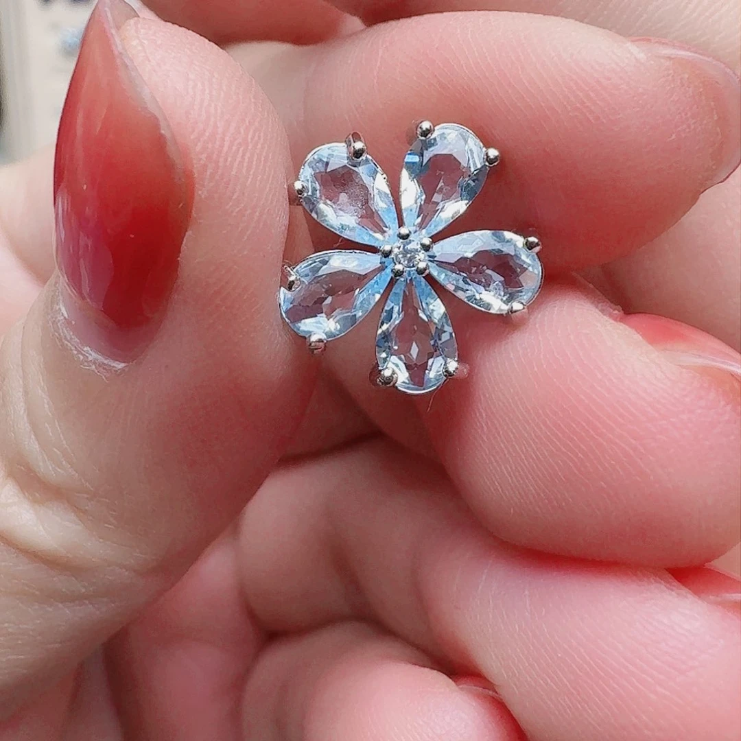 海蓝宝石吊坠(不含链)银S925镶嵌吊坠