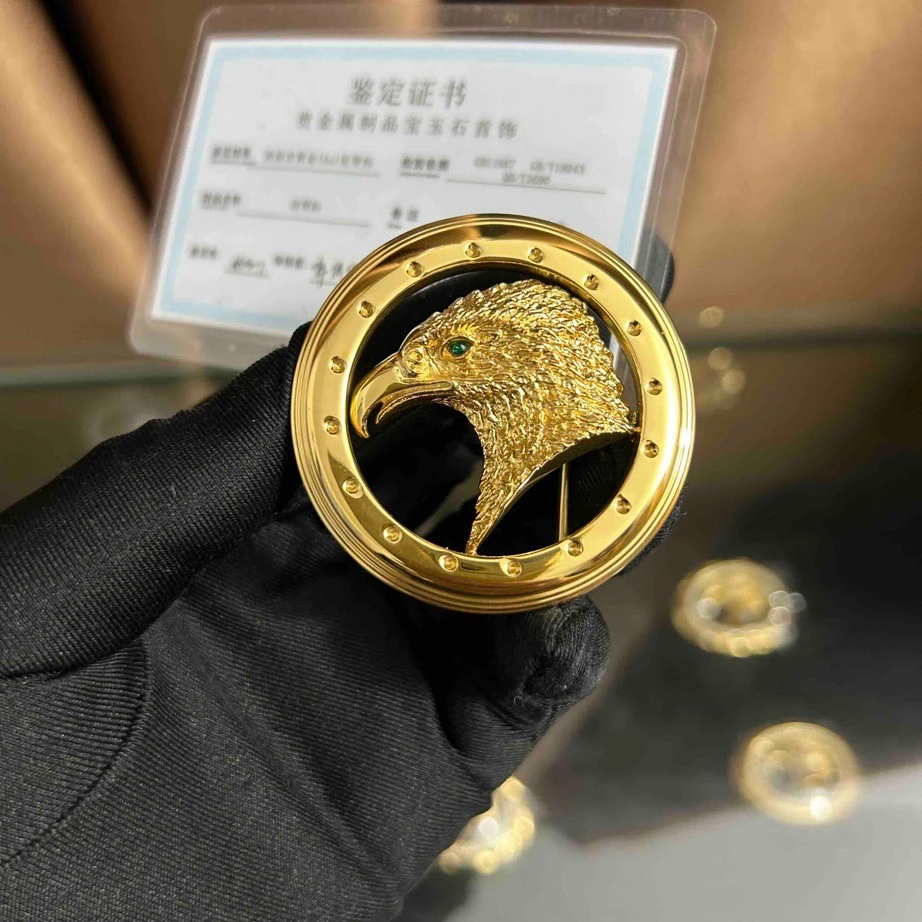 史蒂芬 24K镀金皮带扣头老鹰头3.8男士腰带扣替换扣配件卡扣无皮