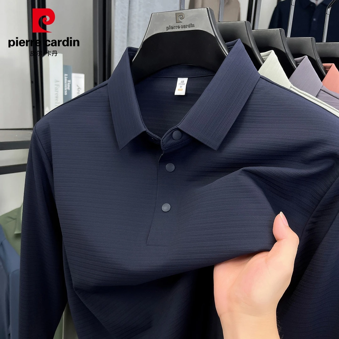 皮尔卡丹高端男士长袖t恤2025秋季新款商务休闲慵懒风Polo衫男装
