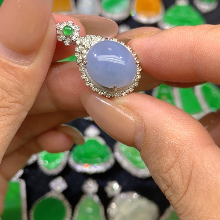 翡翠18K金镶嵌吊坠(不含链)