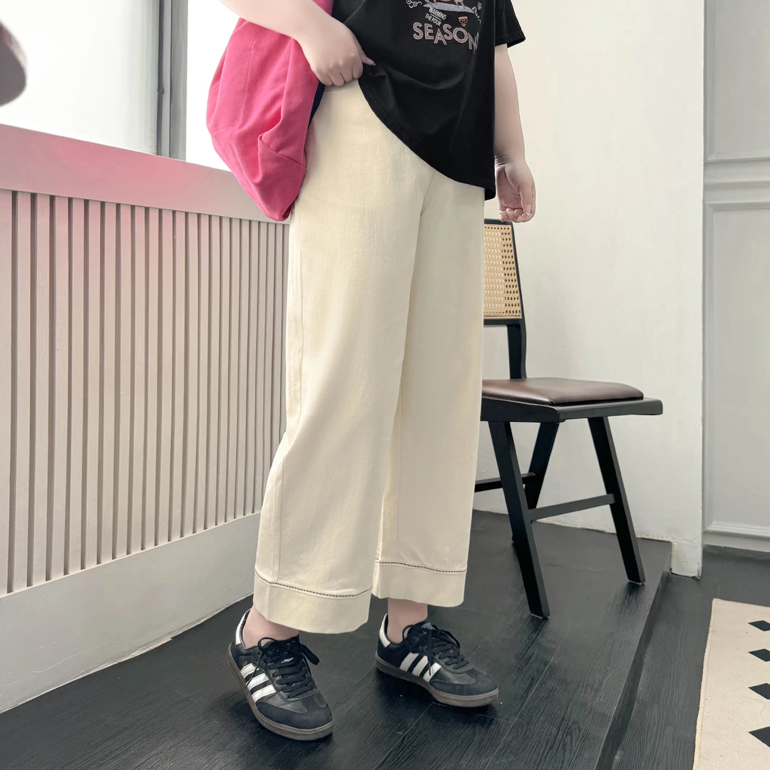 DX7491大码女装【韩系高街阔腿裤】三种裤长选夏季明线高腰牛仔裤子