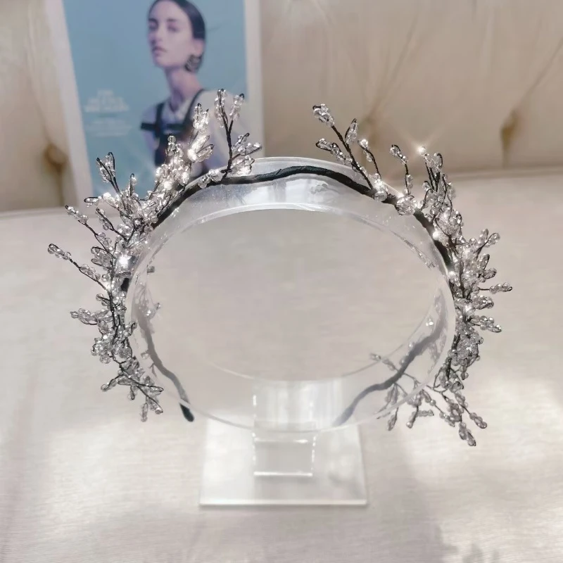 新高级手工编织树枝水晶繁华发箍小精灵公主风日常百搭头饰发饰娘