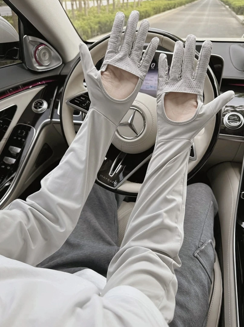 冰丝防晒袖套女夏季防紫外线长款护手臂开车户外骑行运动宽松透气