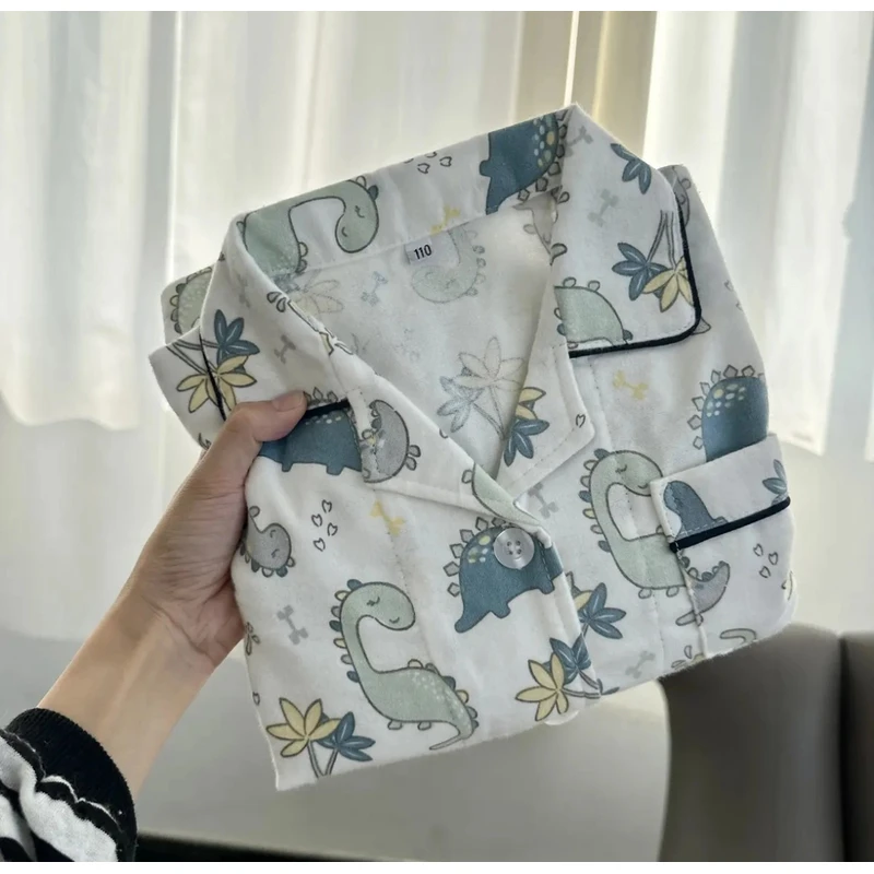 【多金外贸】儿童100棉法兰绒双面磨毛套装长袖长裤套装215