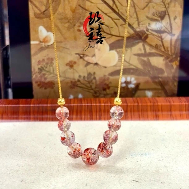 【二妹推荐】高品金草莓云母片微笑链 0389 多样性发一