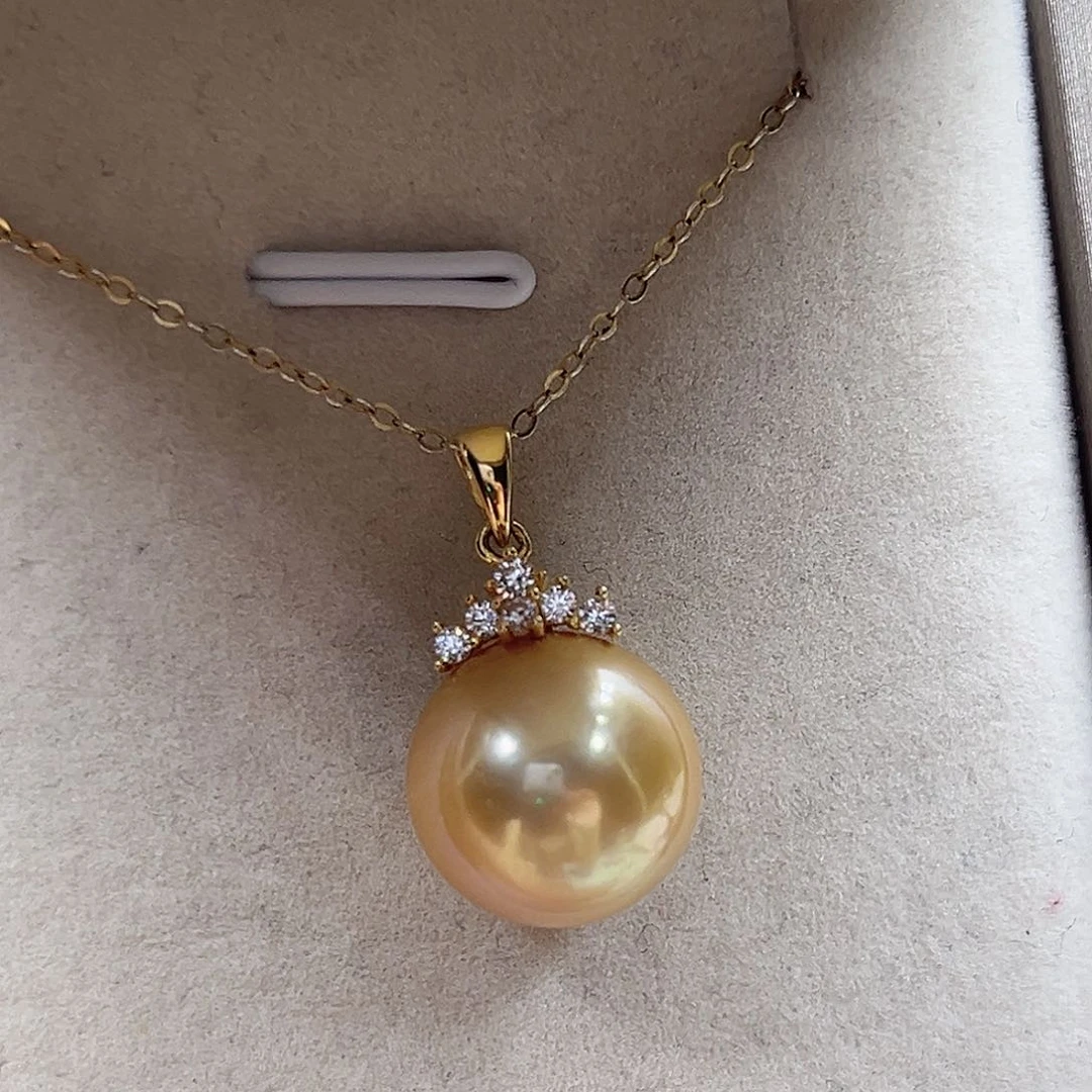 坠链均925银无镶嵌淡水珠吊坠（微瑕）13+mm