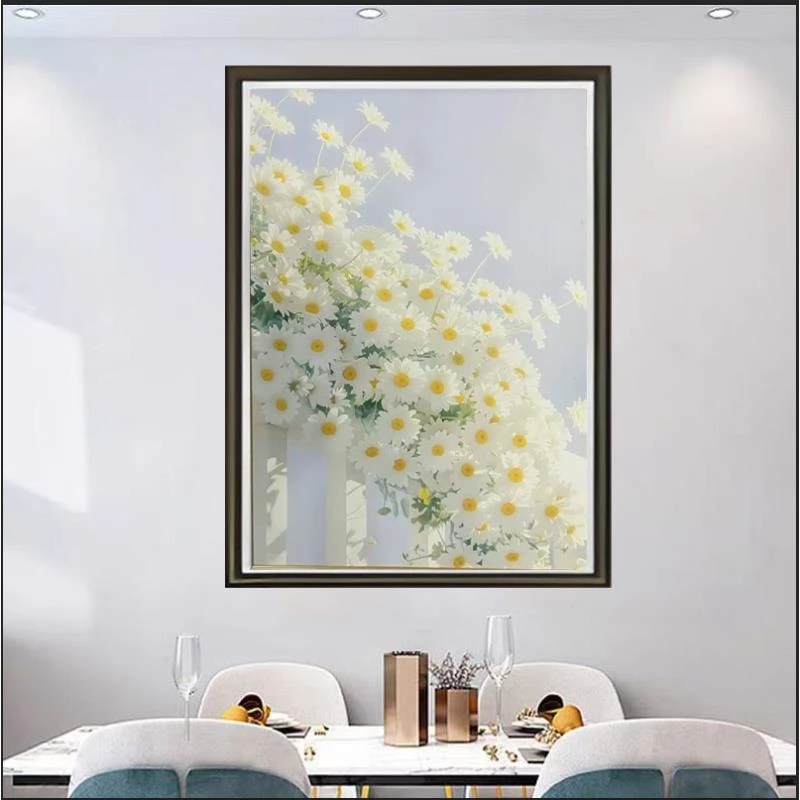 [喜宅家艺]K28小雏菊时尚餐厅客厅床头轻奢装裱实物鎏金画装饰画