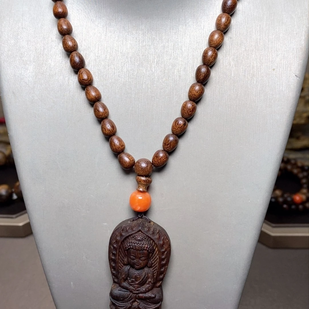 沉香手串越南芽庄黄棋楠06×108➕富森红土宝宝佛沉香木雕