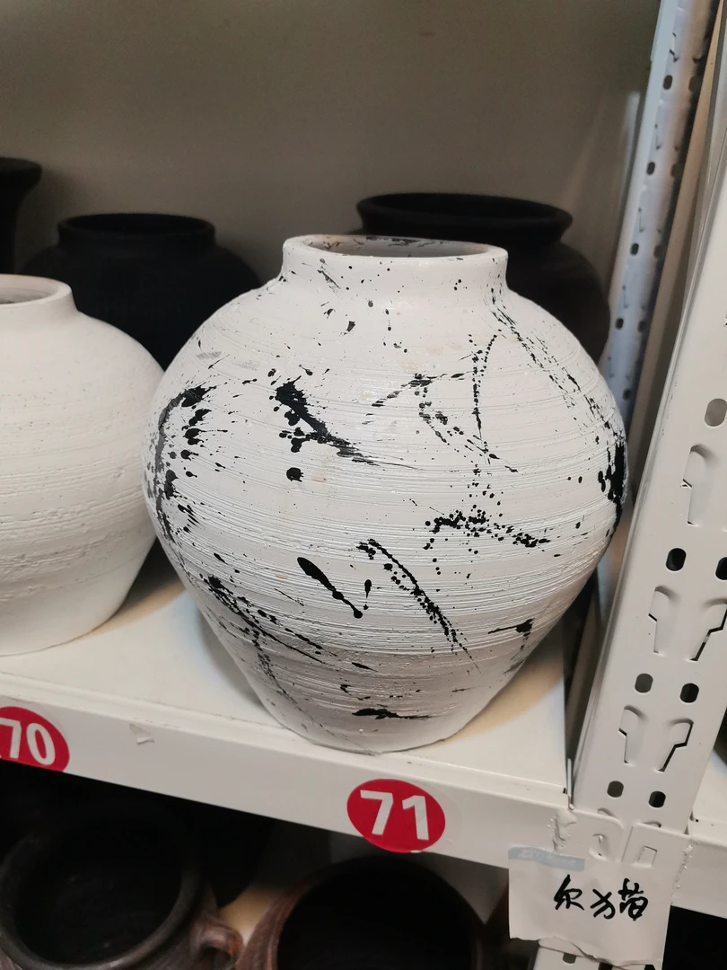 中式复古景德镇陶瓷花瓶水墨螺纹侘寂风装饰