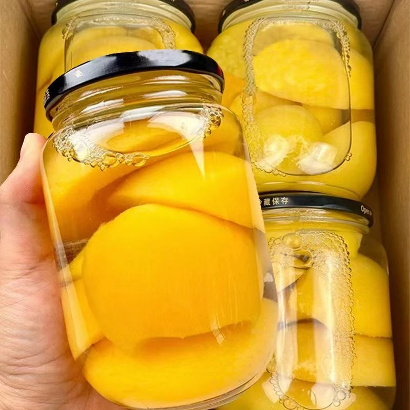 当季新桃！新鲜黄桃罐头510克超大瓶休闲零食整箱批发烘焙专用商用