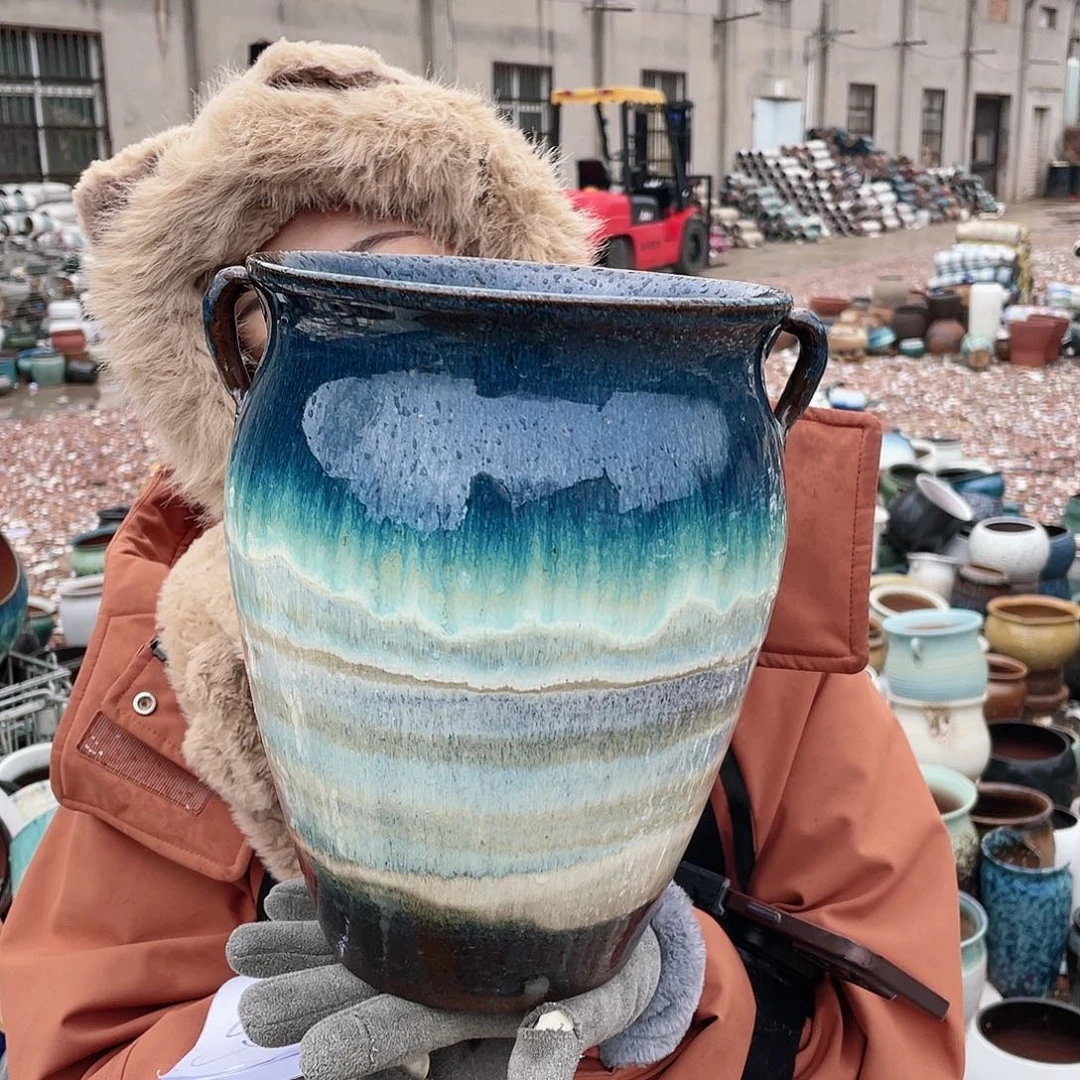 红陶王嫂花盆0126-袁大绿口