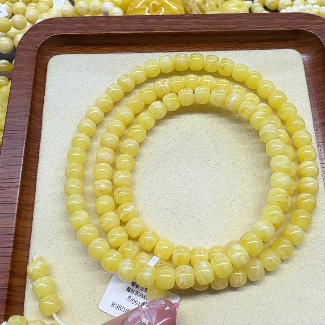 琥珀未镶嵌手链7虎皮纹儿精工老型手串