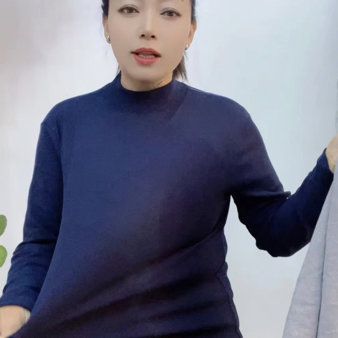 常规款时尚秋冬毛衣半高领修身套头款针织衫厚款