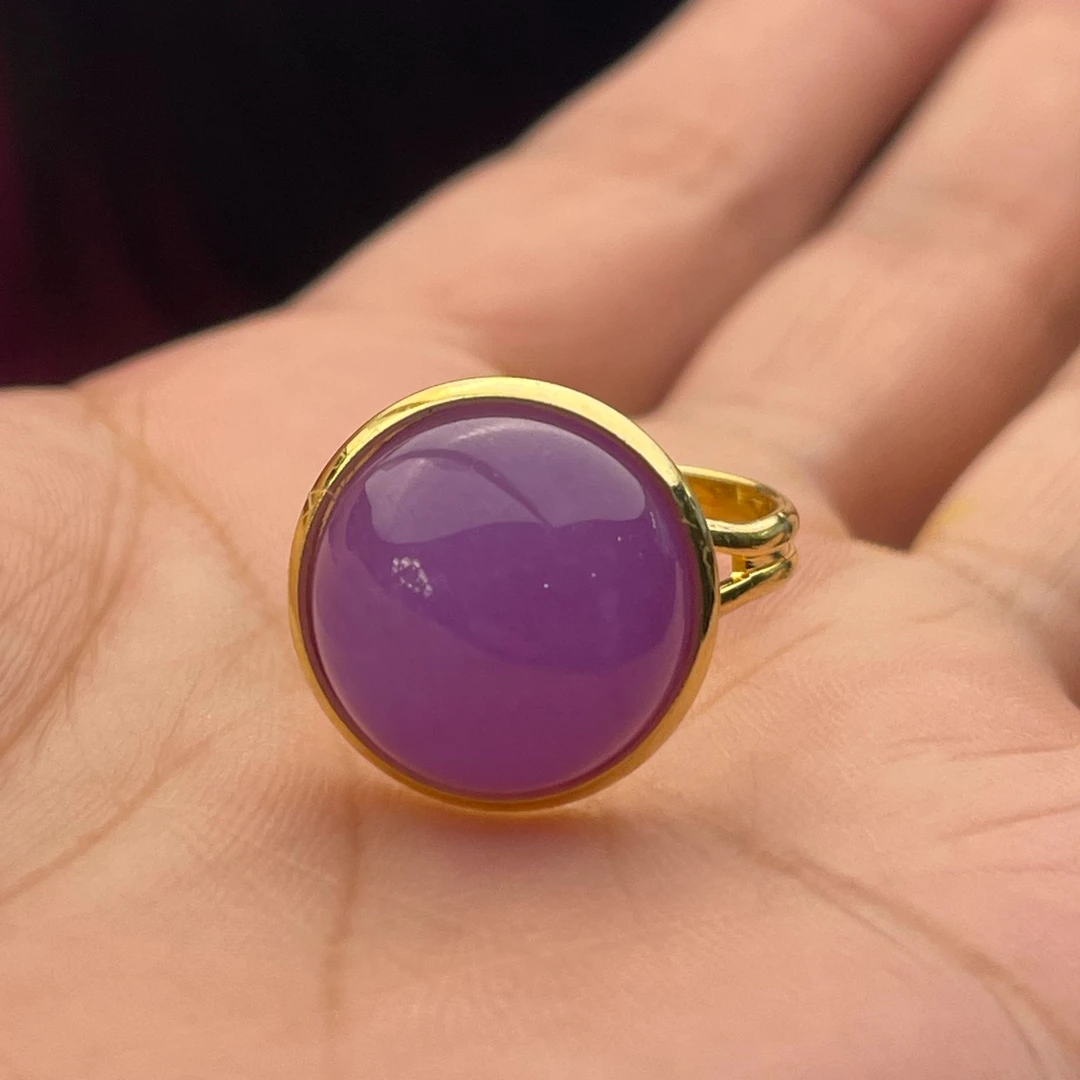 非金属珐琅戒指 紫色  圆形 戒指