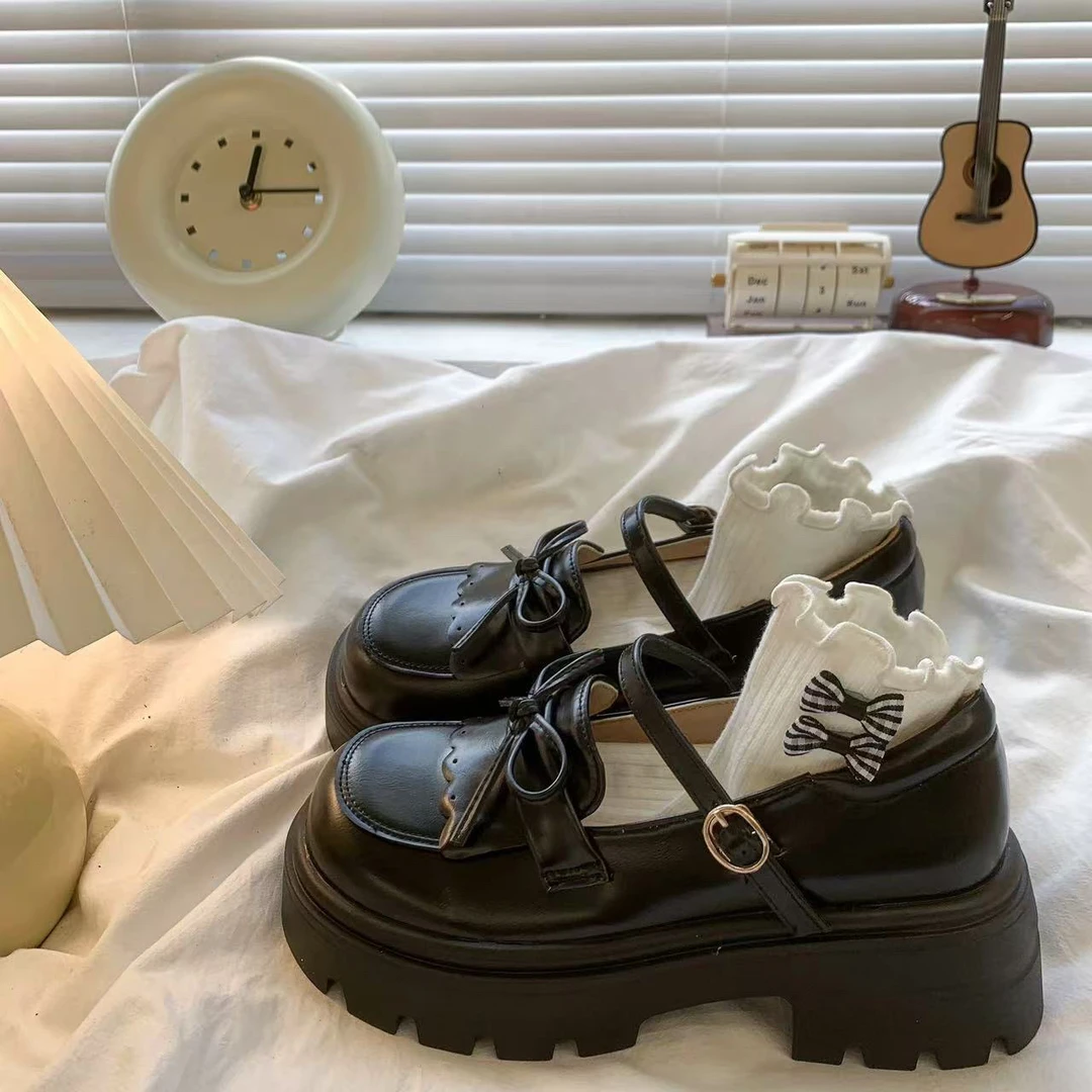 棕色复古英伦风厚底小皮鞋女2024秋季新款日系jk配裙子皮鞋女厚底