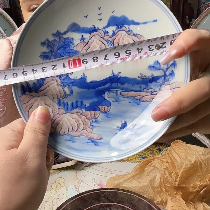摆件景德镇高温陶瓷山水画片