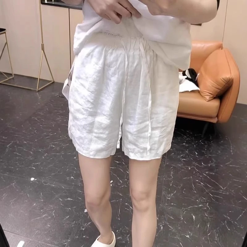 夏季薄款高腰垂感亚麻短裤女胖MM显瘦小个子宽松直筒阔腿休闲裤子