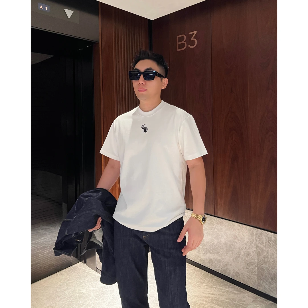 【梵文刺绣】早秋男士简约立体刺绣梵文三色打底短袖T恤WYG9962