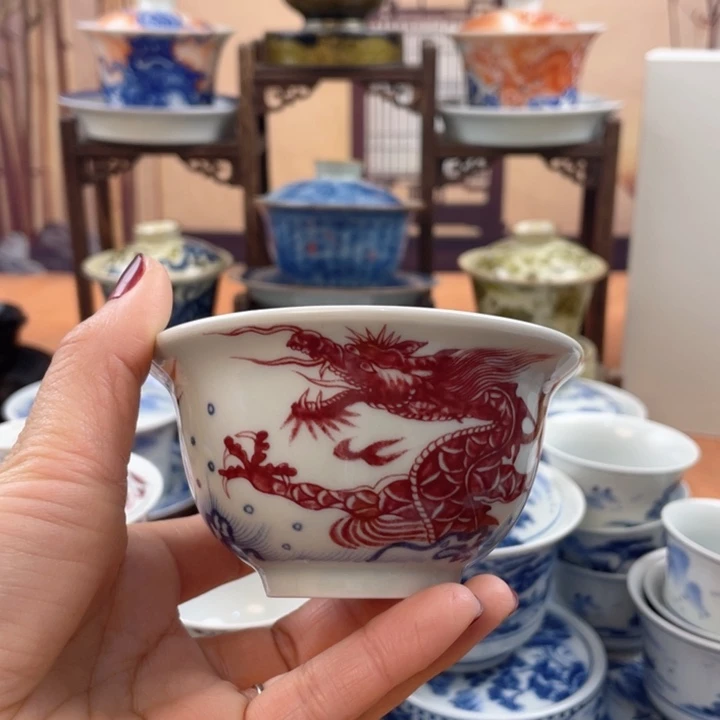 摆件陶鱼化龙压手杯