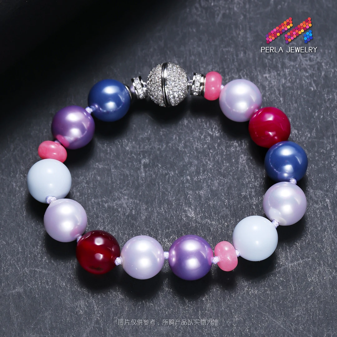 非金属仿珍珠手链 万紫千红全珠手链 欧美彩色时尚轻奢百搭优雅