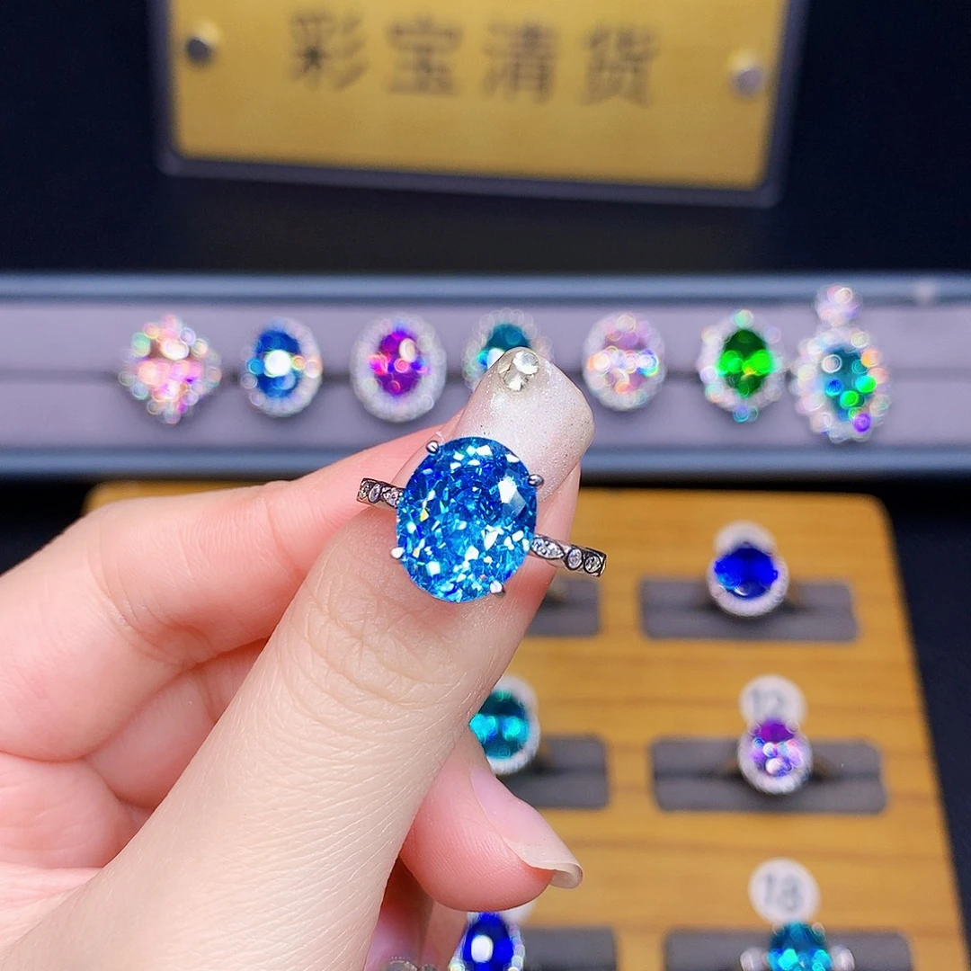 925银天蓝色时尚戒指