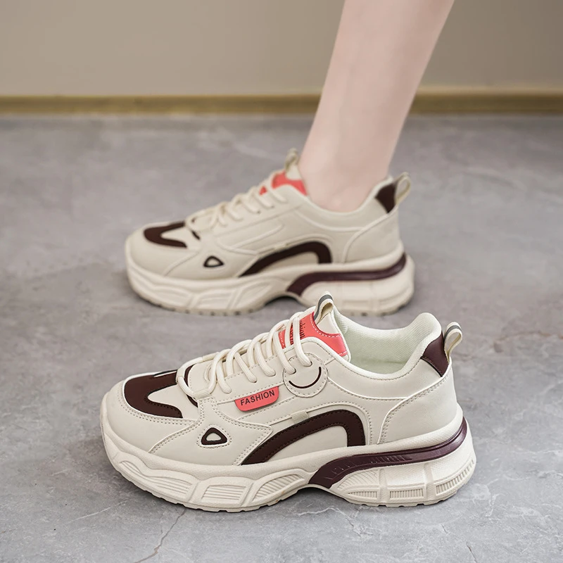 2025夏季女鞋新款透气小白鞋女韩版百搭厚底增高运动鞋休闲老爹鞋