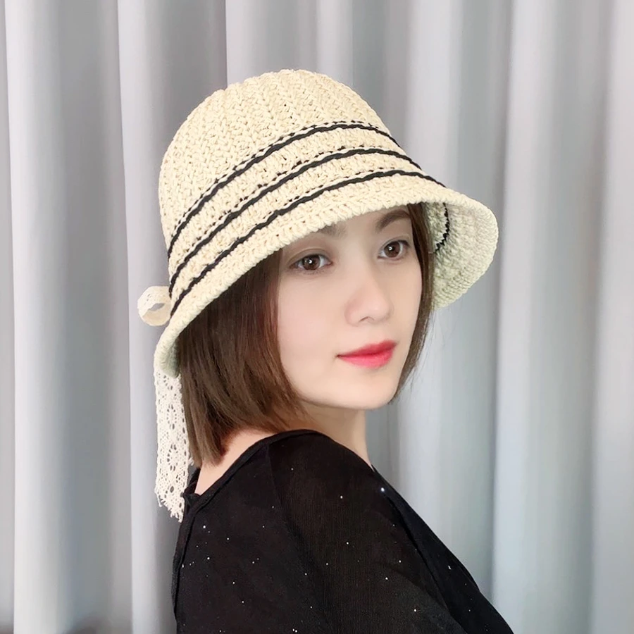 帽子女春夏天渔夫帽遮阳休闲遮脸盆帽出游户外太阳帽夏凉帽